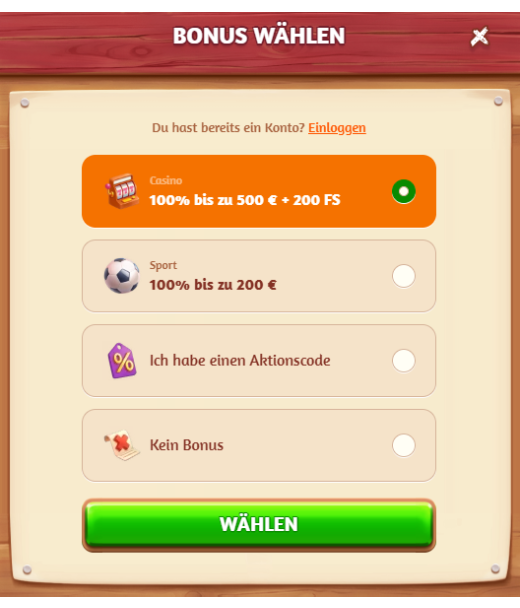 BillyBets Registrierung